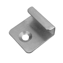 Fijación metálica de inicio con perno para Deck Terraza Classic, clip de acero inoxidable con ala de apoyo y perforación para anclaje (vista frontal)