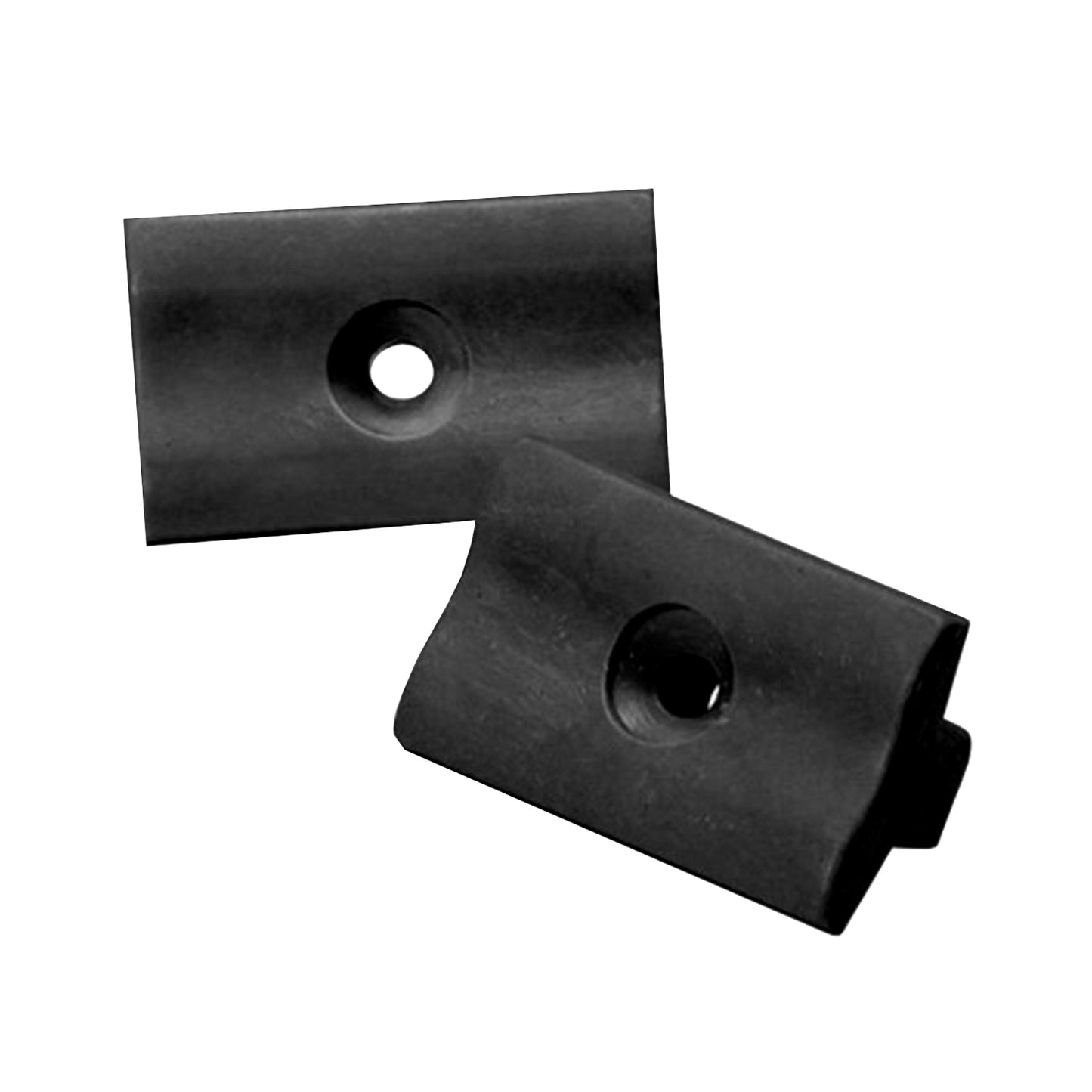 Set de clips de fijación plástica para Deck Terraza Classic en HDPE, piezas con orificio central para montaje con perno (vista doble)