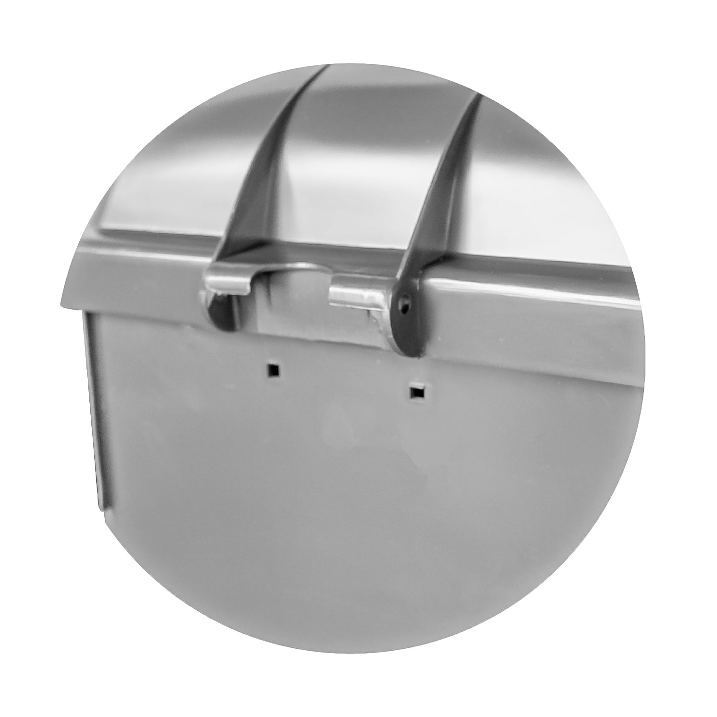 Detalle interior del basurero mural 50 litros gris mostrando capacidad del contenedor
