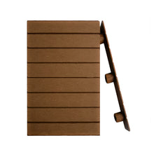 Terminación encastrable Deck Terraza color madera 135x25x16 mm, pieza de remate para extremo de tabla con vista frontal ranurada y lateral de encaje con pestañas de sujeción