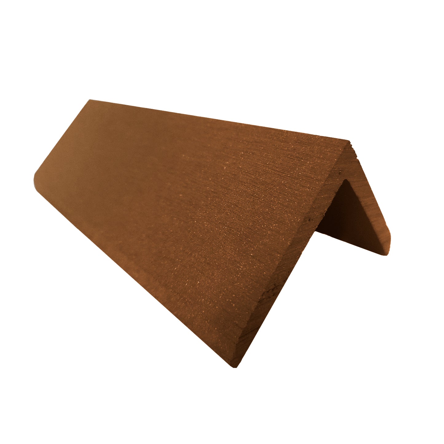 Terminal ángulo Deck Terraza Classic color madera 45x45x2200 mm en WPC, perfil en L para terminación perimetral (vista frontal)