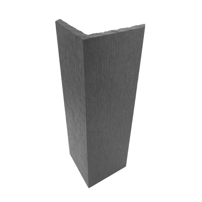 Vista vertical del terminal ángulo Deck Terraza Classic gris en WPC, perfil en L para remate de borde (vista de canto)