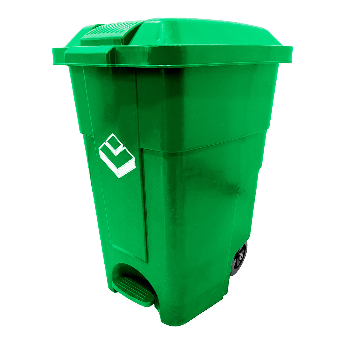 Basurero contenedor Qrubber plástico Verde c/pedal 50LT
