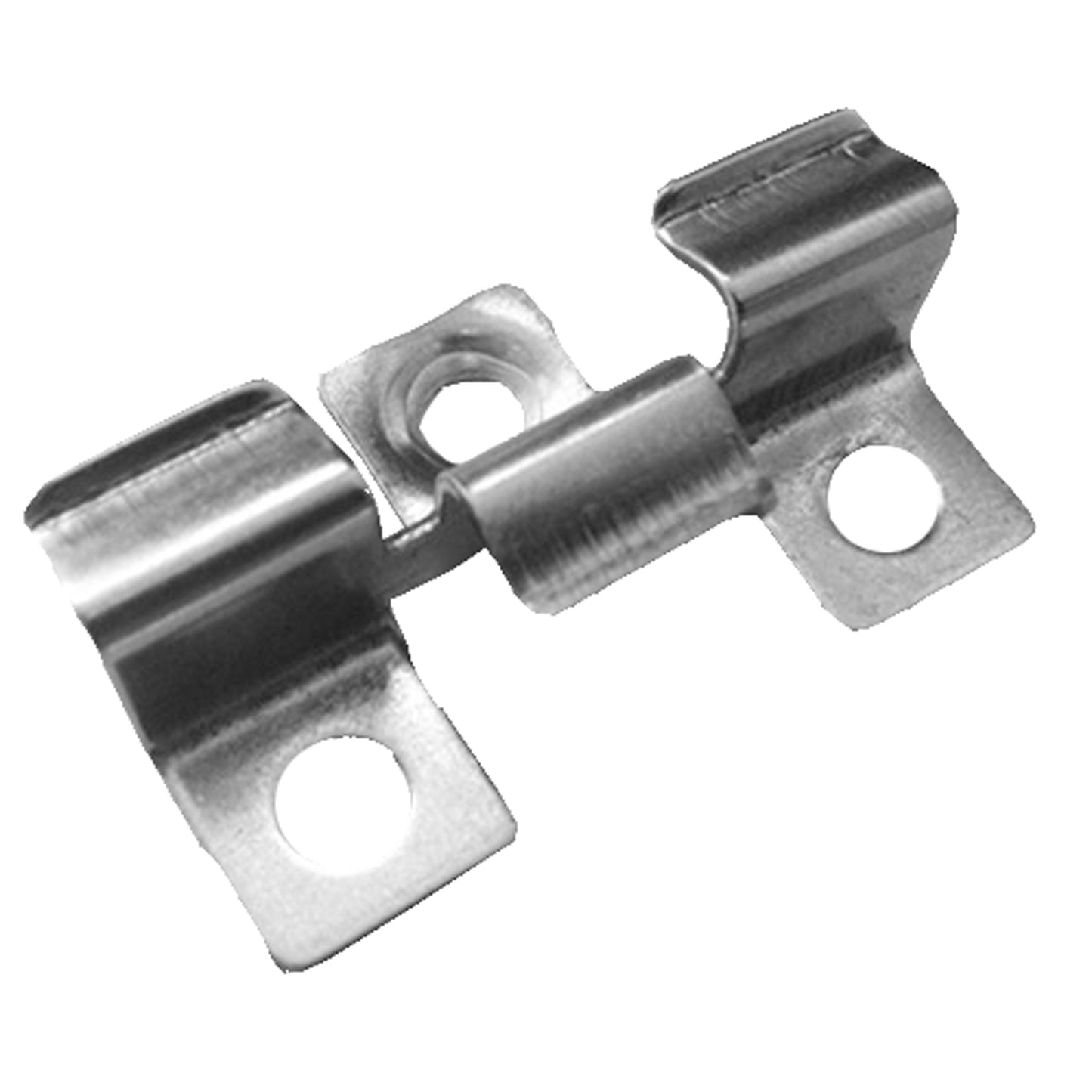 Clip de fijación metálica para Deck Terraza rústico, pieza de acero inoxidable con doble perforación para anclaje y puente central de sujeción
