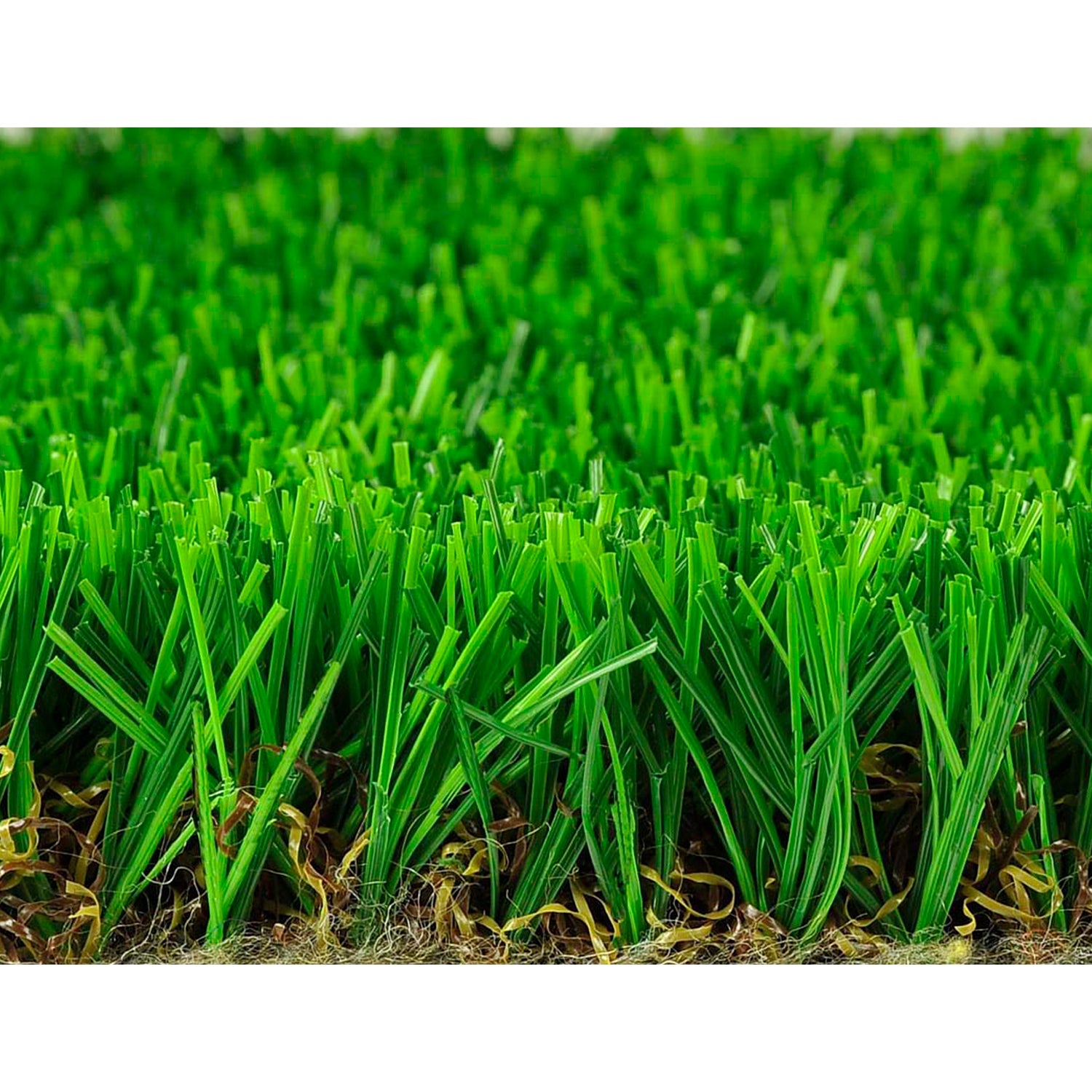 Detalle de hilado de pasto sintético verde de 50 mm para uso deportivo