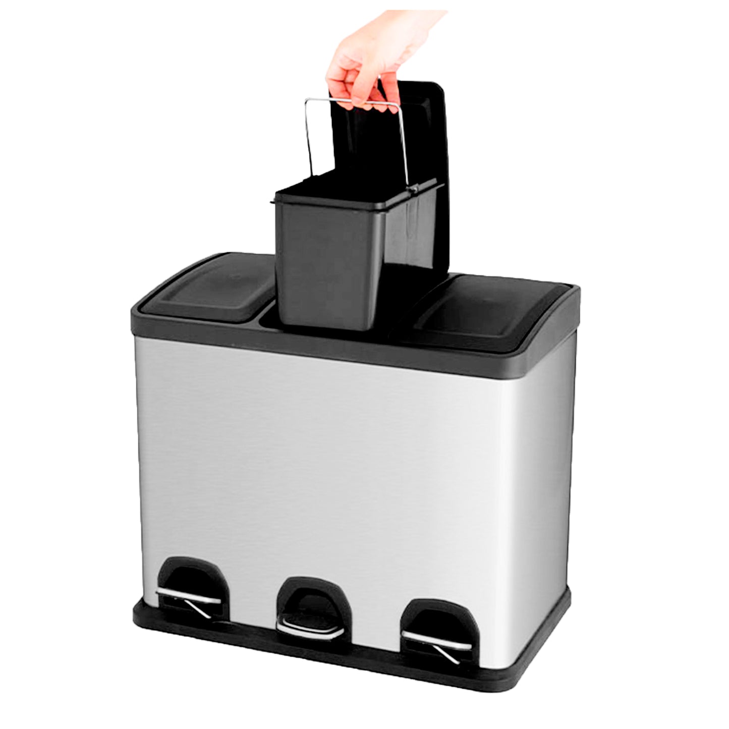 Basurero Acero Inox C/Pedal 3X15L