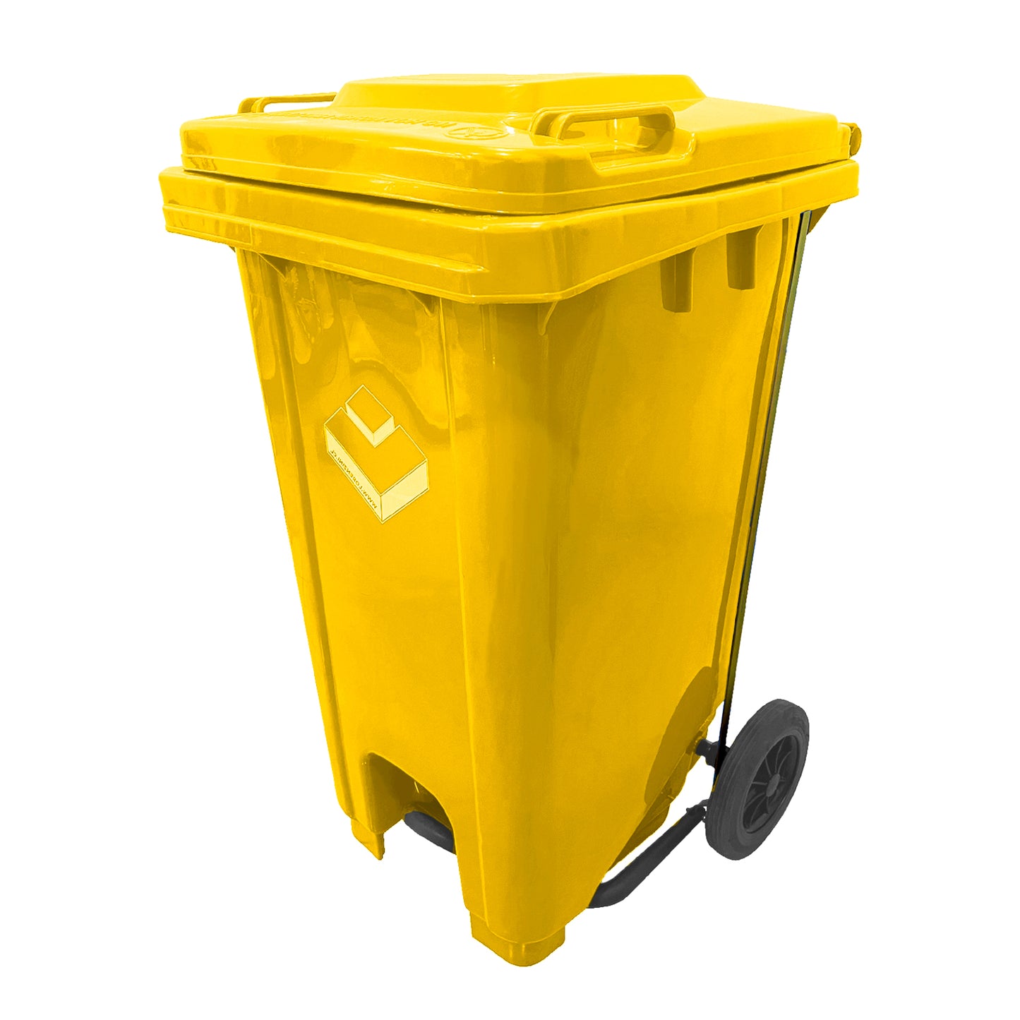 Basurero 100Lt C/Rueda/Pedal Amarillo