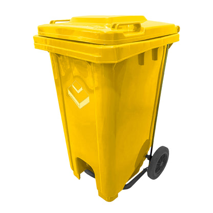 Basurero 100Lt C/Rueda/Pedal Amarillo