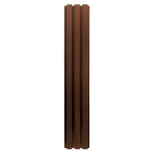 Vista lateral de perfil cladding Wallpanel WPC chocolate Small, sección acanalada con cámaras internas para instalación en muros exteriores/interiores