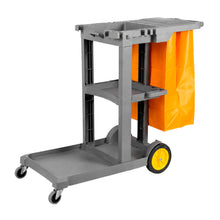 Carro porta implementos de aseo con tapa y bolsa en perspectiva