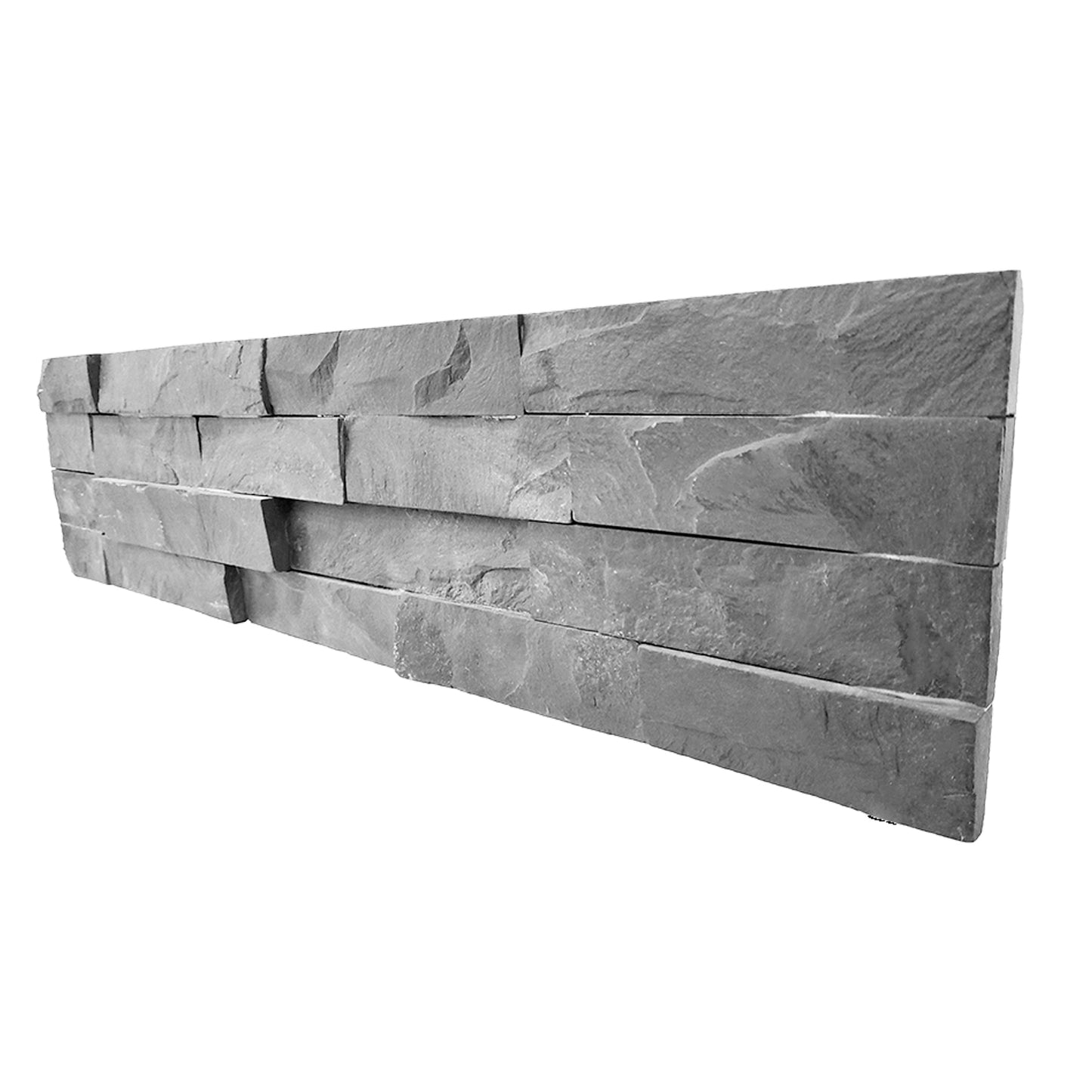 Vista lateral de fachaleta Indo Pizarra, espesor aproximado de 7 mm en piedra natural