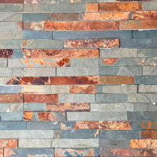 Vista frontal fachaleta Indo Oxidada en piedra natural formato palmeta 15x55 cm