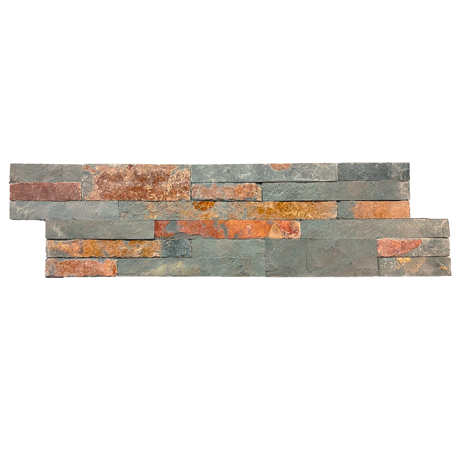 Detalle de fachaleta Indo Oxidada con acabado rústico e industrial en tonos oxidados