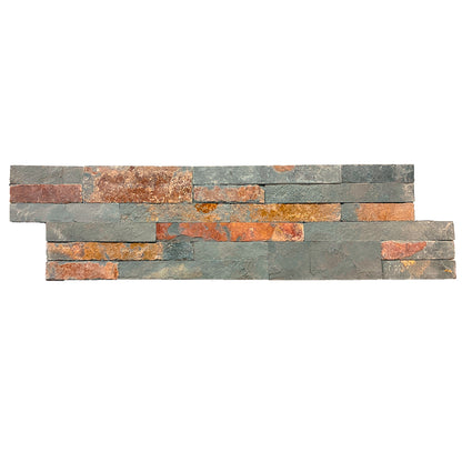 Detalle de fachaleta Indo Oxidada con acabado rústico e industrial en tonos oxidados