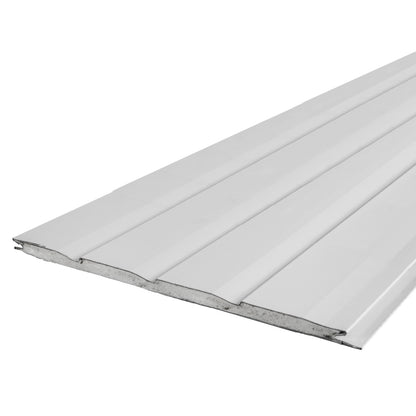 Perspectiva de siding metálico blanco 290 x 38 x 1,6 cm para revestimiento exterior de fachadas