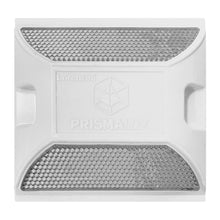 Tacha reflectiva Prismalux blanca para señalización vial y delimitación de pistas - Vista cenital