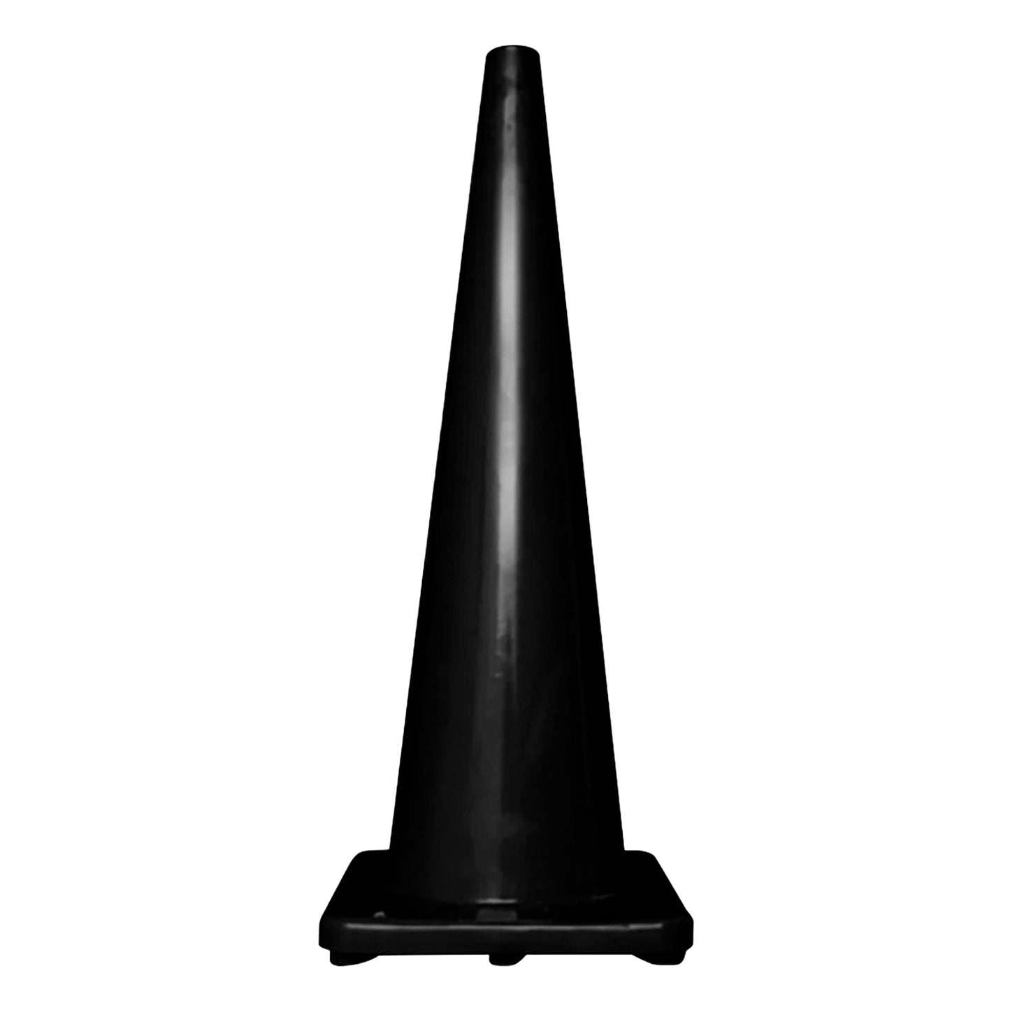 Cono de señalización vial PVC negro 36 pulgadas sin cinta reflectiva, base 360 x 360 mm y peso aproximado 4.500 g