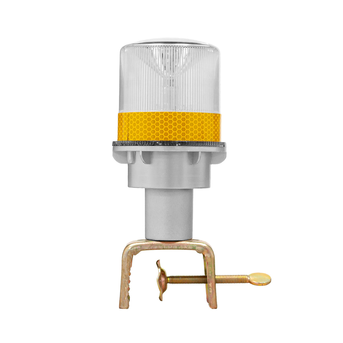 Baliza Redonda Solar Amarillo Con Abrazadera – Baliza para tambor de Señalización Vial