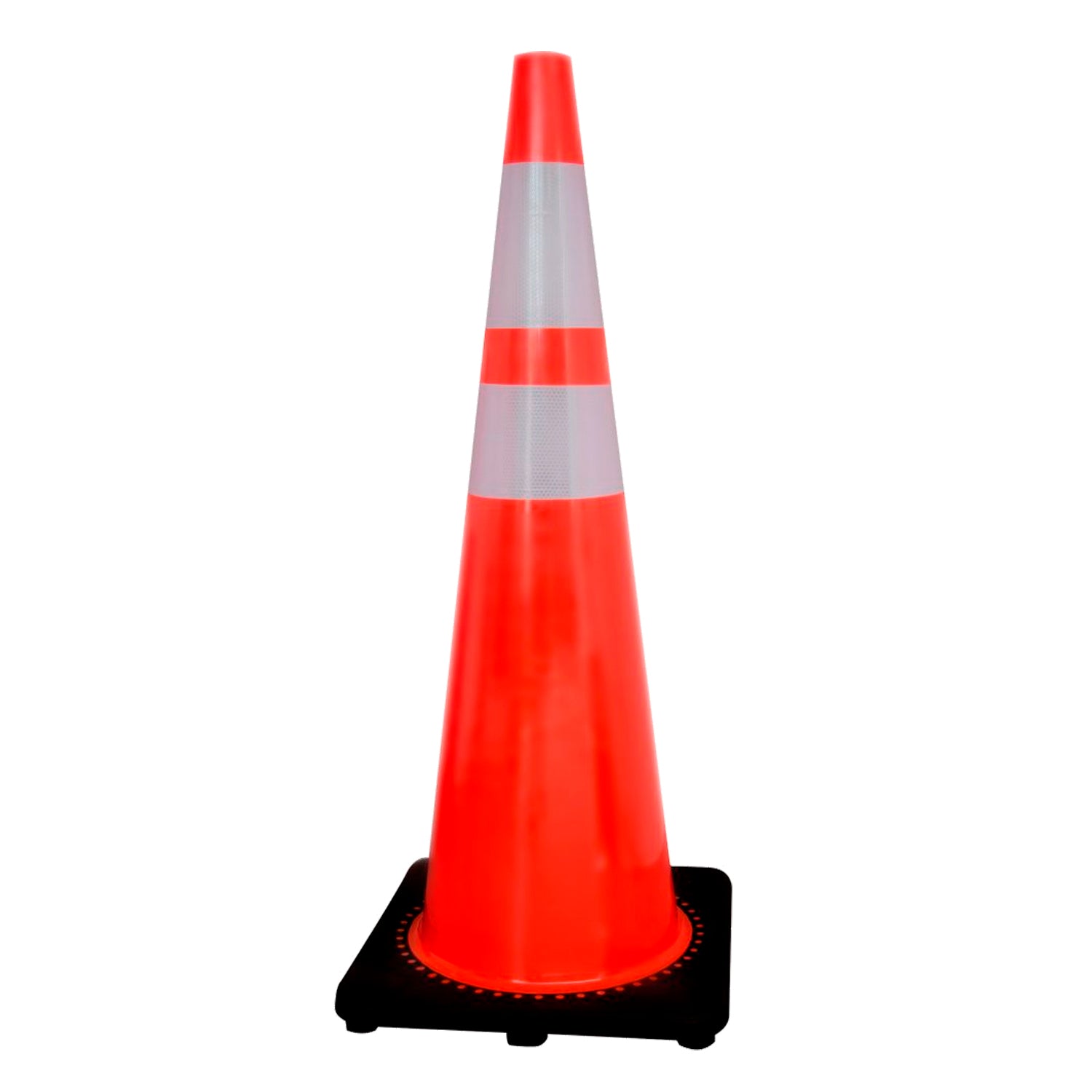 Cono vial 36 pulgadas con base pesada de caucho y cintas reflectantes de alta intensidad para señalización de tránsito