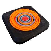 Base pesada cuadrada para cono retráctil 28" con iluminación LED interior en espiral y superficie antideslizante para estabilidad en terreno