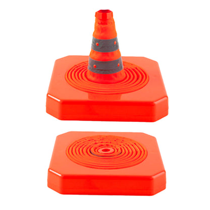 Detalle de cono retráctil de señalización 90 cm con bandas reflectivas Grado Ingeniería y cuerpo plegable para transporte y almacenamiento fácil