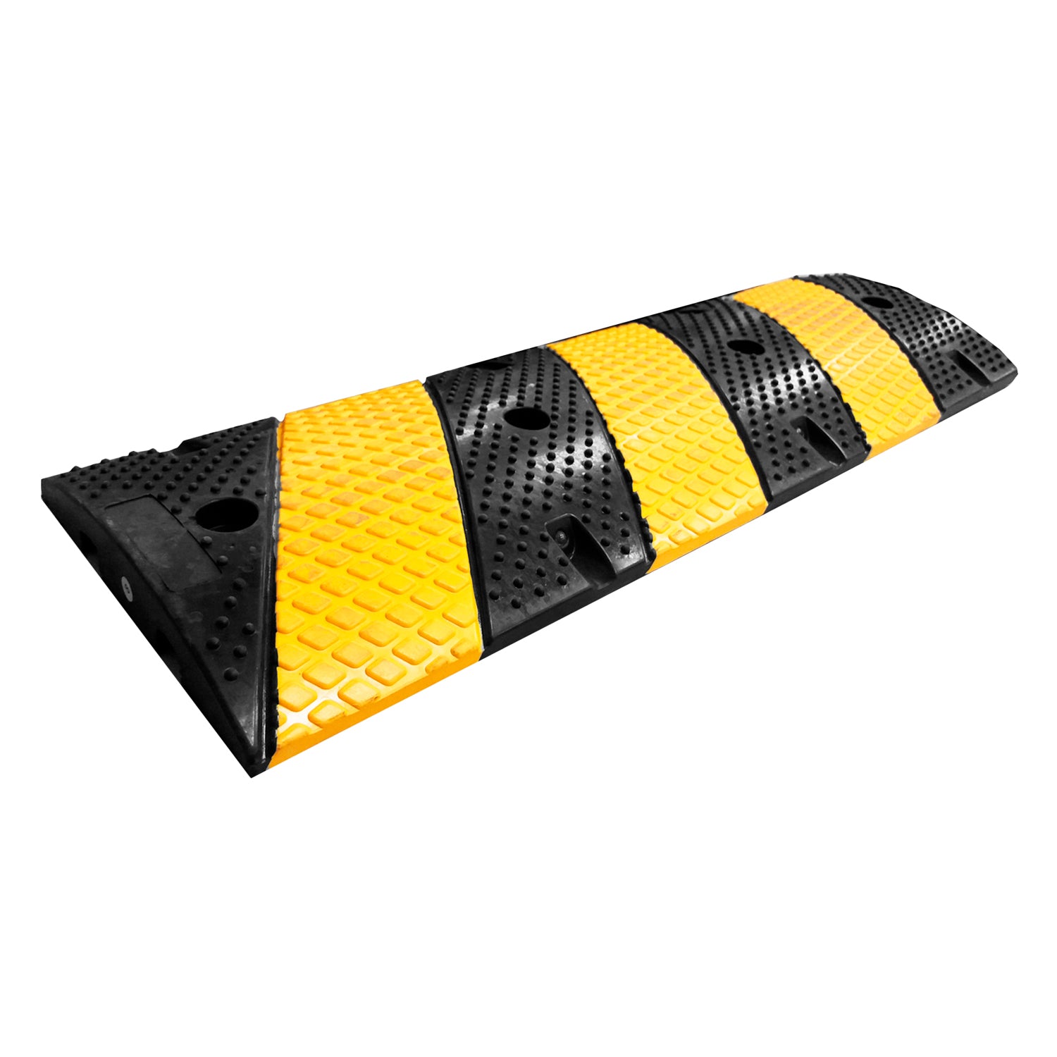 Lomo Toro Royal 100 cm de caucho negro y amarillo con reflectivos, reductor de velocidad vial