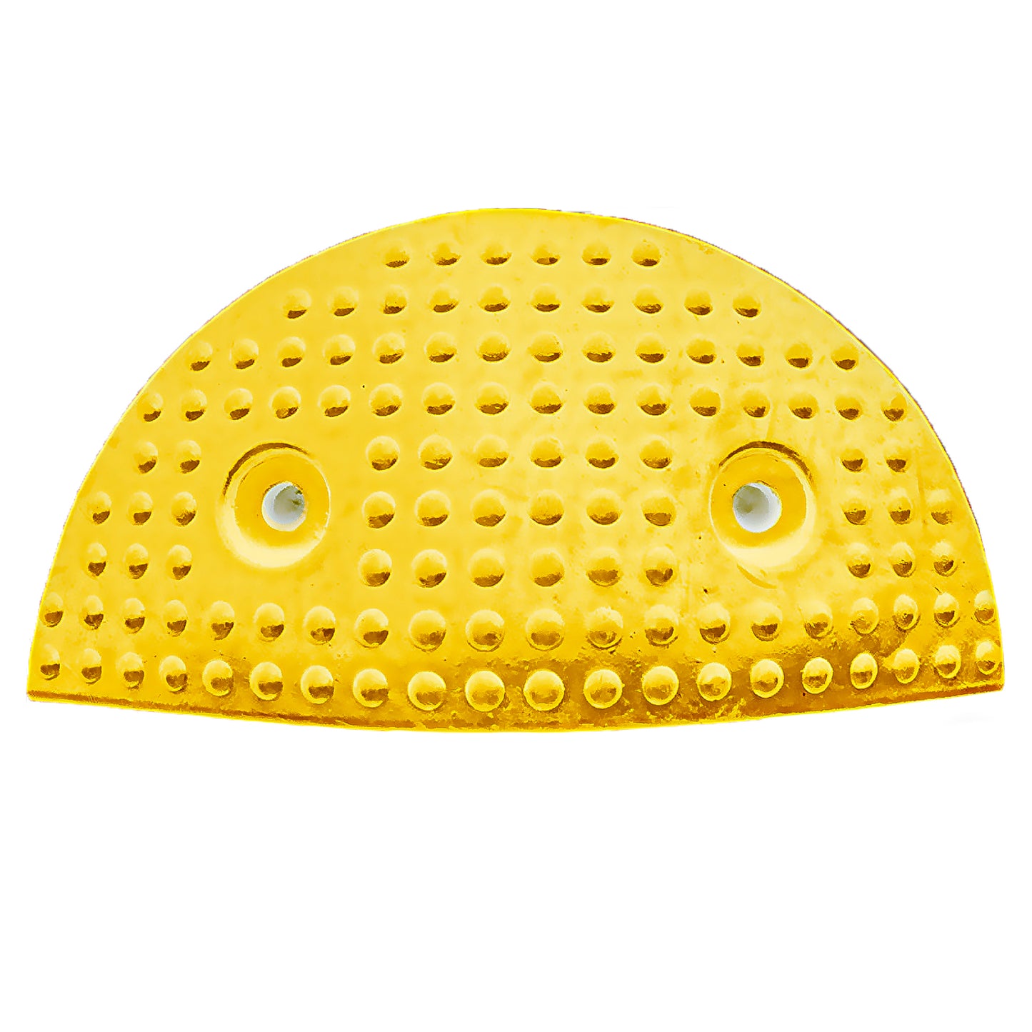 Terminal Lomo Toro Royal amarillo vista cenital, fabricado en caucho, con superficie antideslizante y orificios para anclaje