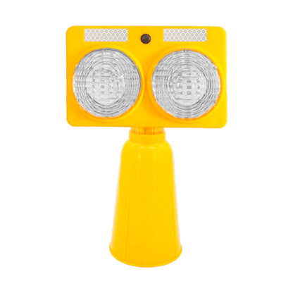 Lampara Solar Roja Doble Foco Conos