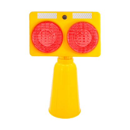 Lampara Solar Roja Doble Foco Conos