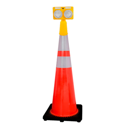 Lampara Solar Roja Doble Foco Conos