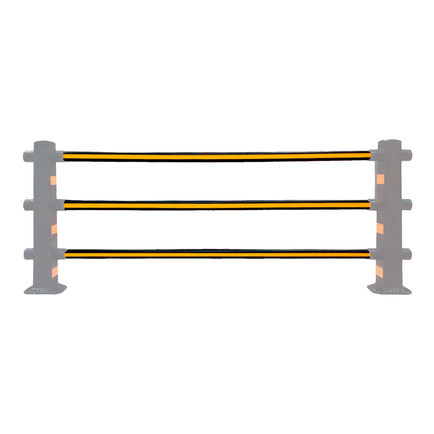Barrera flexible instalada conectada a postes delimitadores