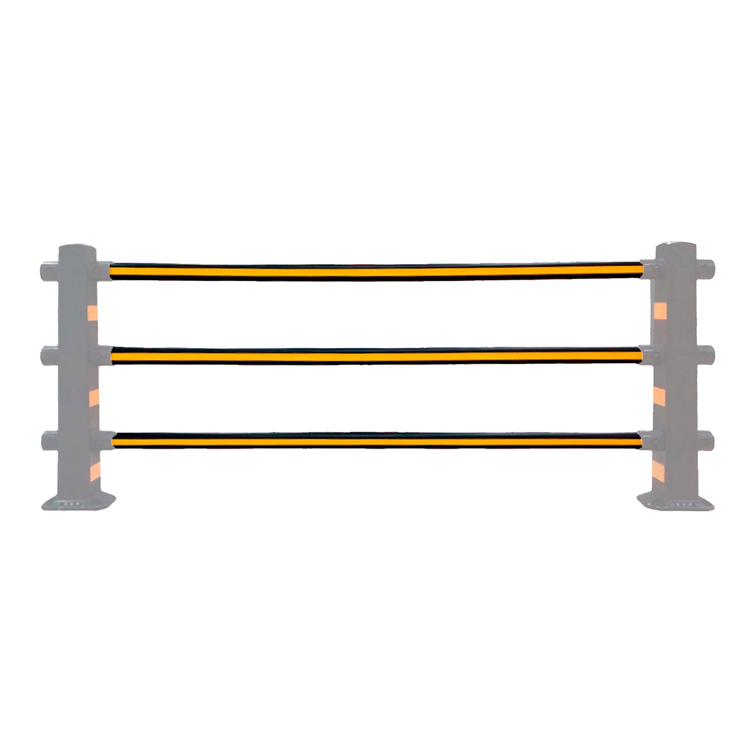 Barrera flexible instalada conectada a postes delimitadores