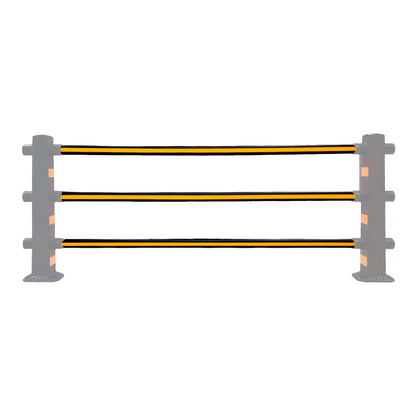Barrera flexible instalada conectada a postes delimitadores