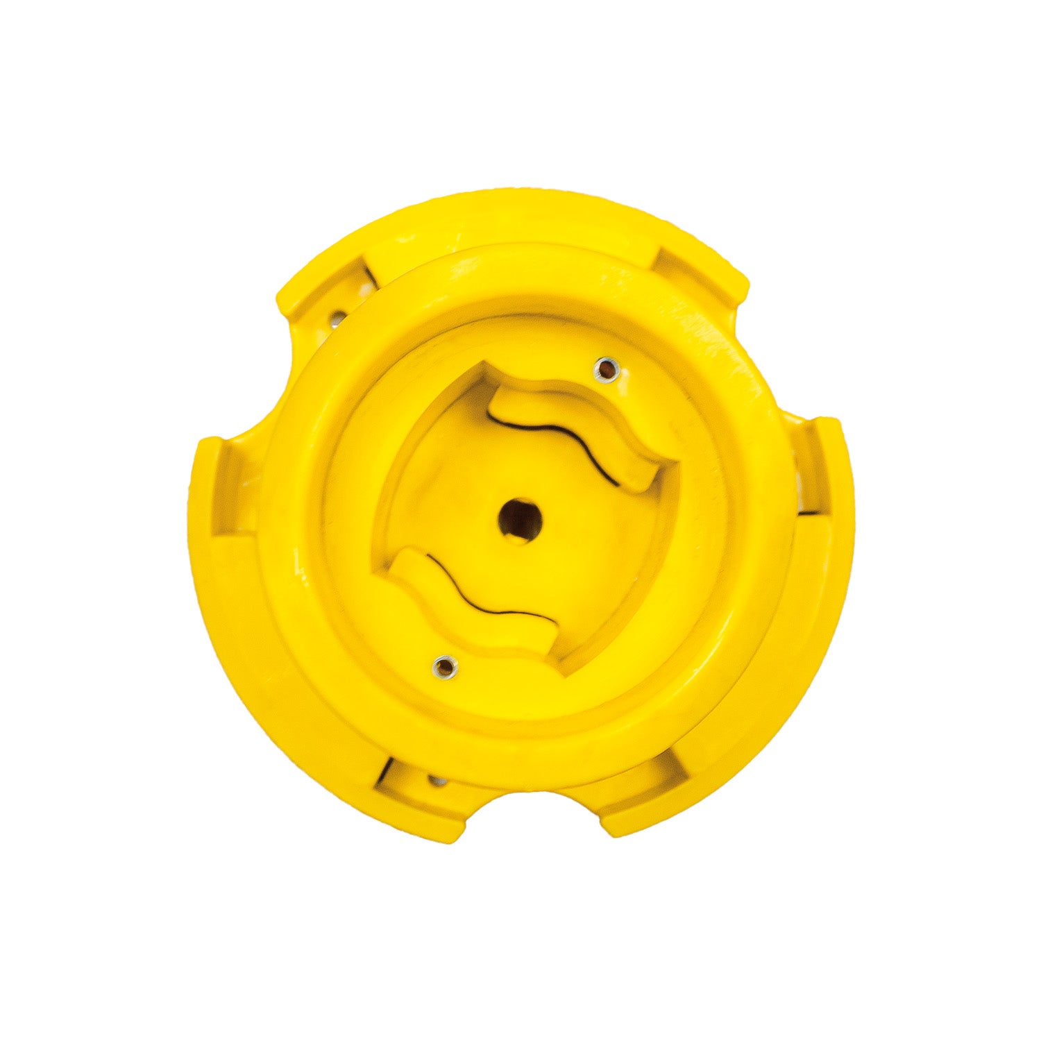 Vista superior del adaptador para instalación de hito en canalizador oruga