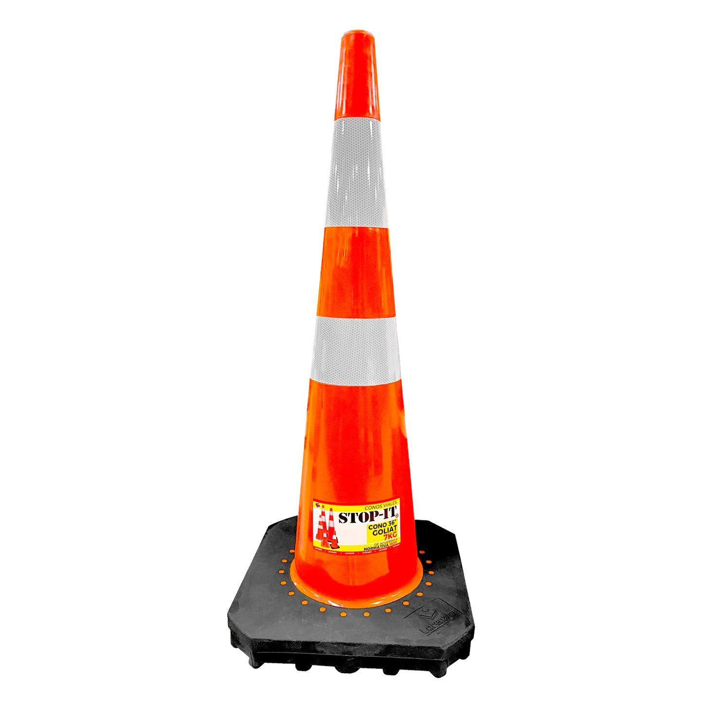 Cono de señalización 36 pulgadas naranjo con base negra Goliat 7 kg