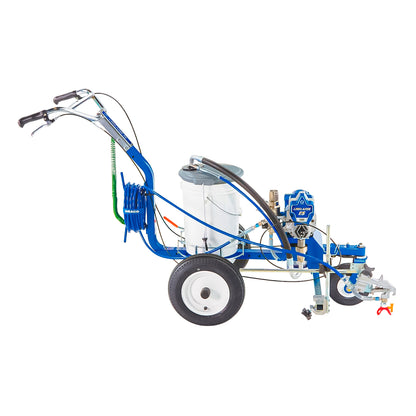 LineLazer ES 500 Graco trazador de líneas a batería para demarcación vial y estacionamientos en Chile - Vista Costado lateral, con todos sus accesorios