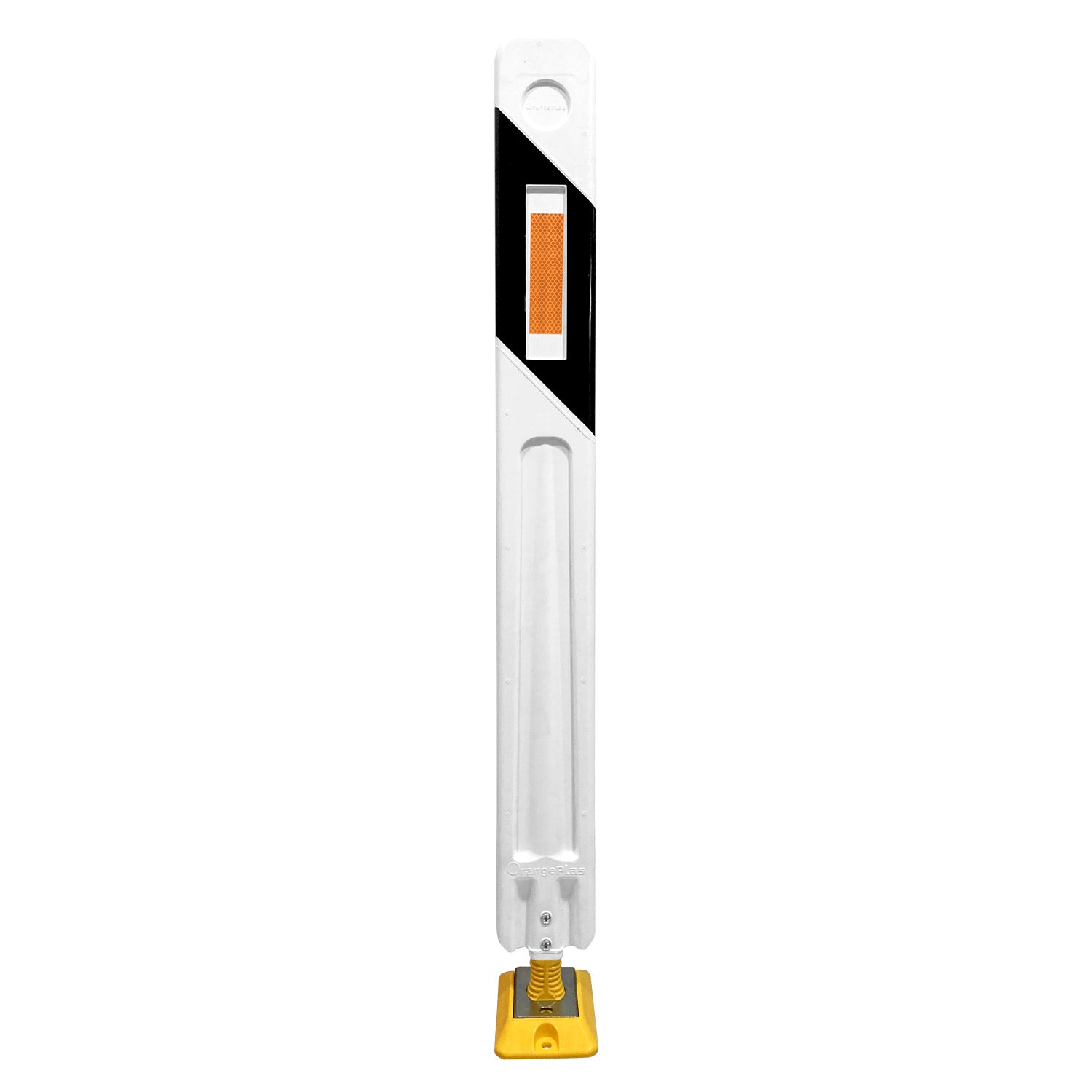 Hito arista abatible blanco negro de 110 cm con cinta reflectante para señalización vial