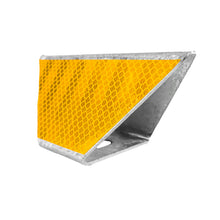 Ojo de gato tipo A en acero galvanizado con reflectante amarillo vista en perspectiva para señalización vial