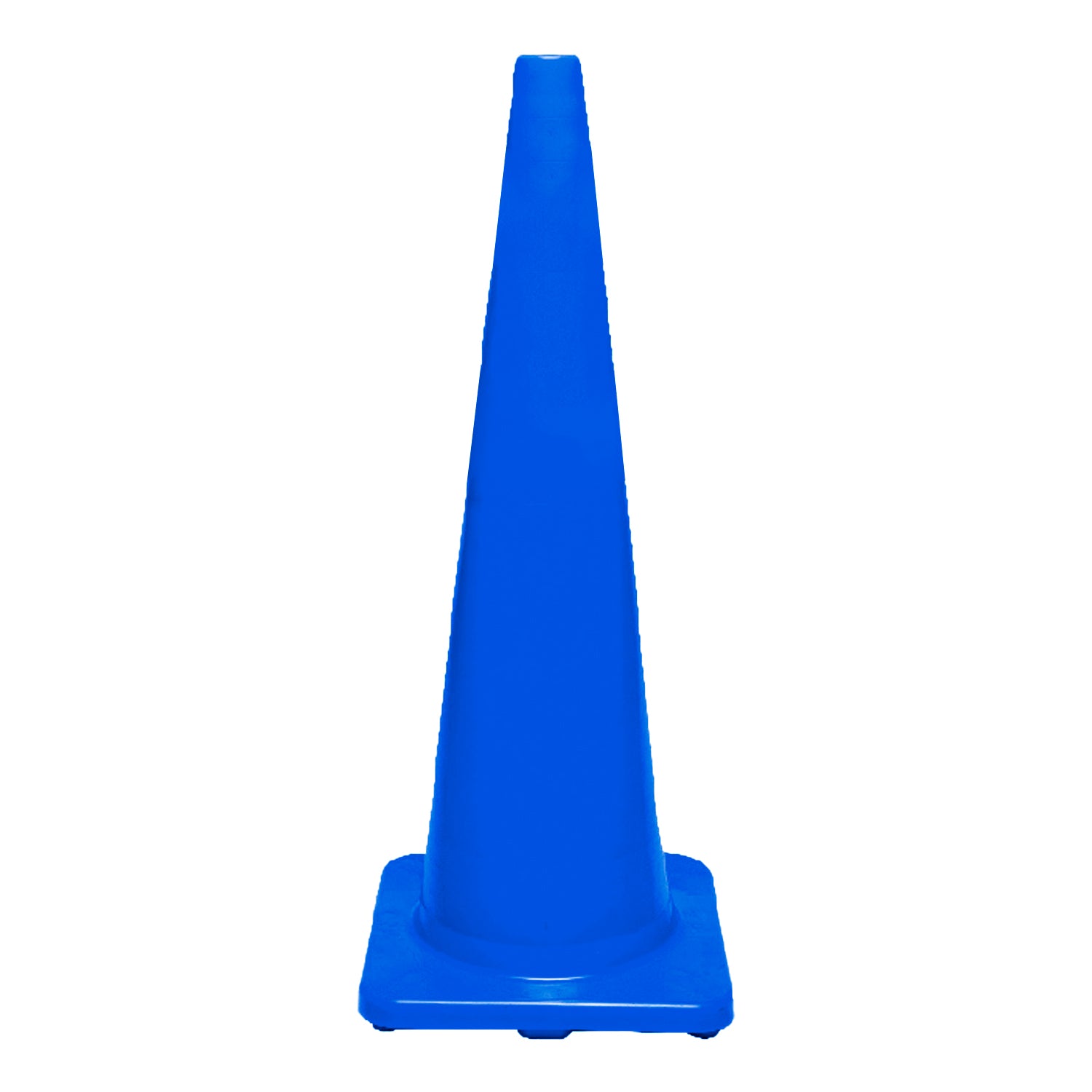 Cono de señalización vial 36'' azul con base azul sin cinta reflectiva, fabricado en PVC y resistente a rayos UV