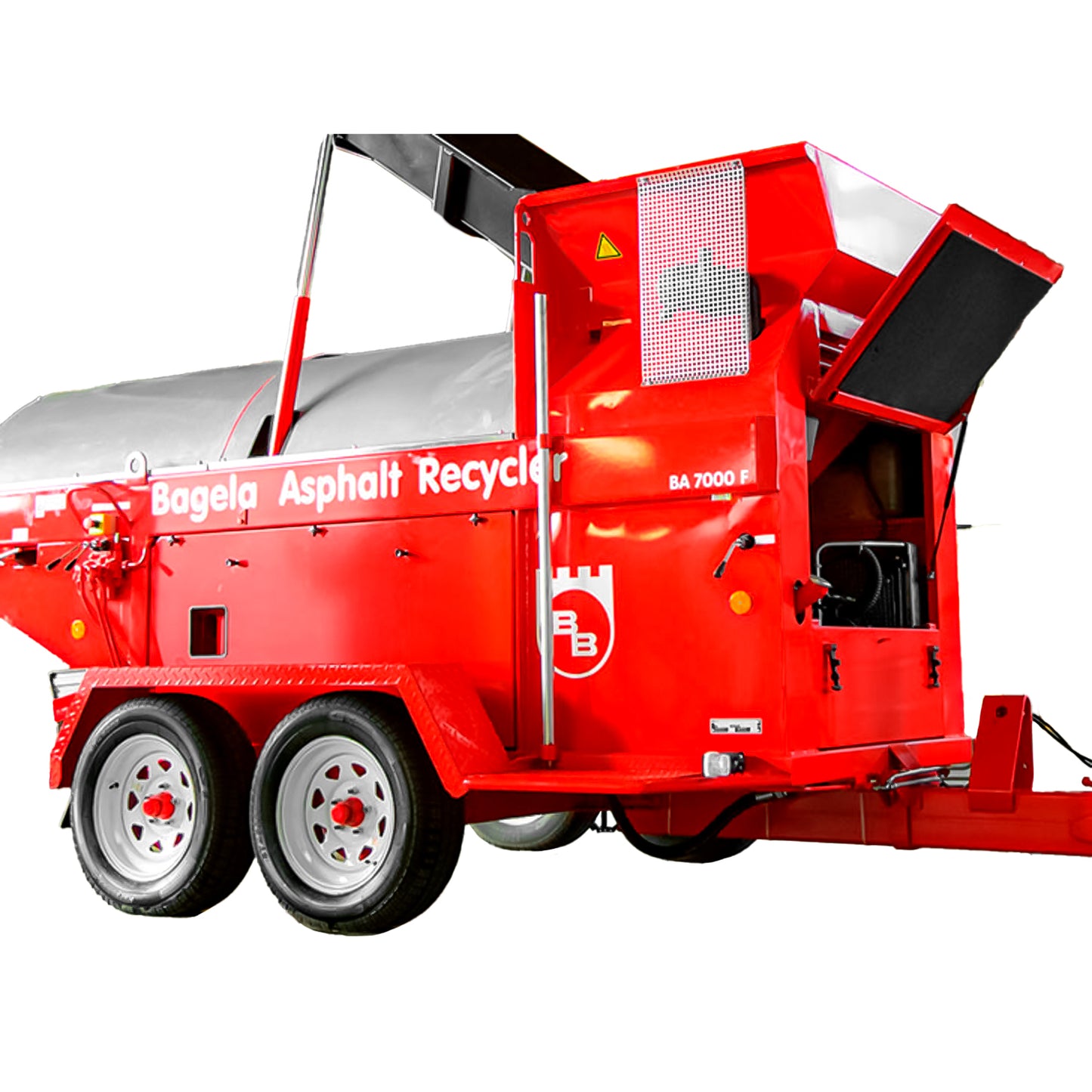 Recicladora de asfalto Bagela BA 7000 en configuración móvil para trabajos de reciclaje RAP en obra