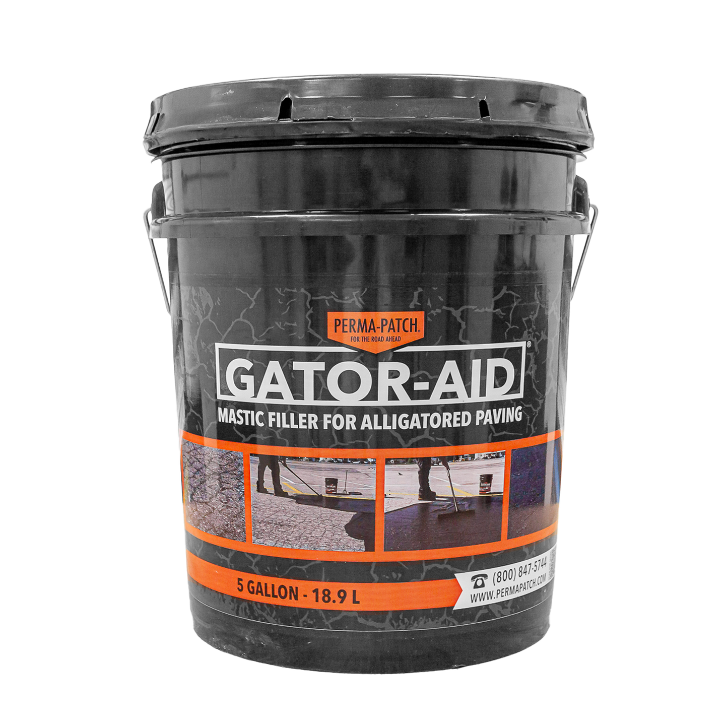 Perma-Patch Gator-Aid® – Relleno en frío para reparación de grietas tipo cocodrilo en pavimento asfáltico 5 galones
