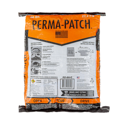 Perma-Patch Regular Mix 60 lb mezcla asfáltica en frío bolsa vista posterior