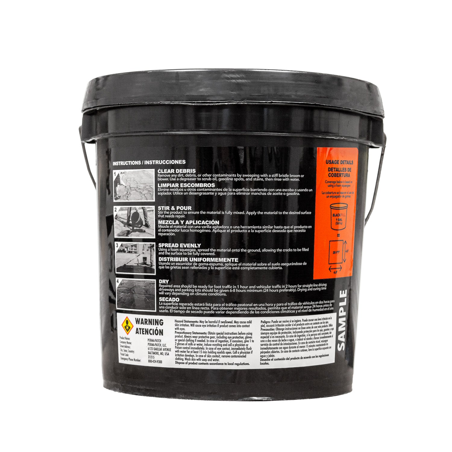 Perma-Patch Gator-Aid balde posterior con instrucciones del producto
