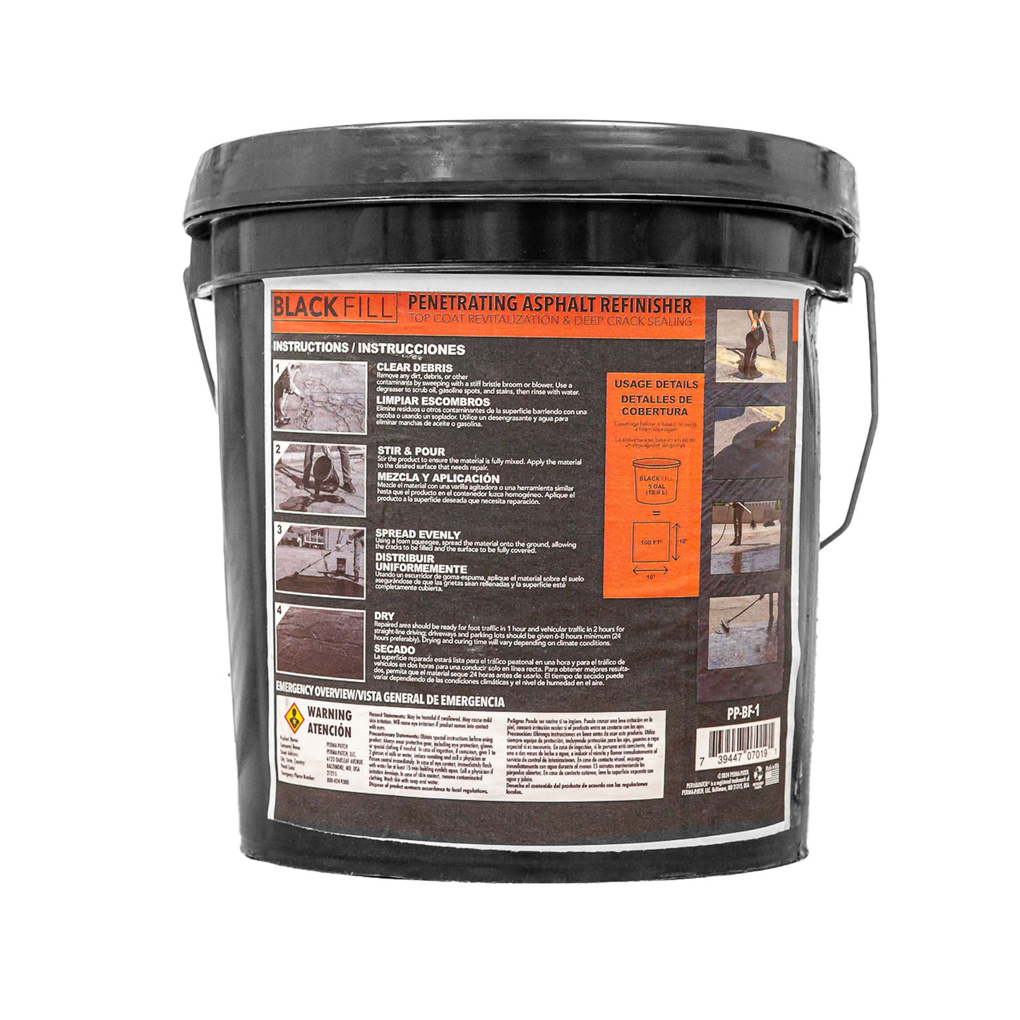 Perma-Patch Black Fill balde posterior con instrucciones del producto