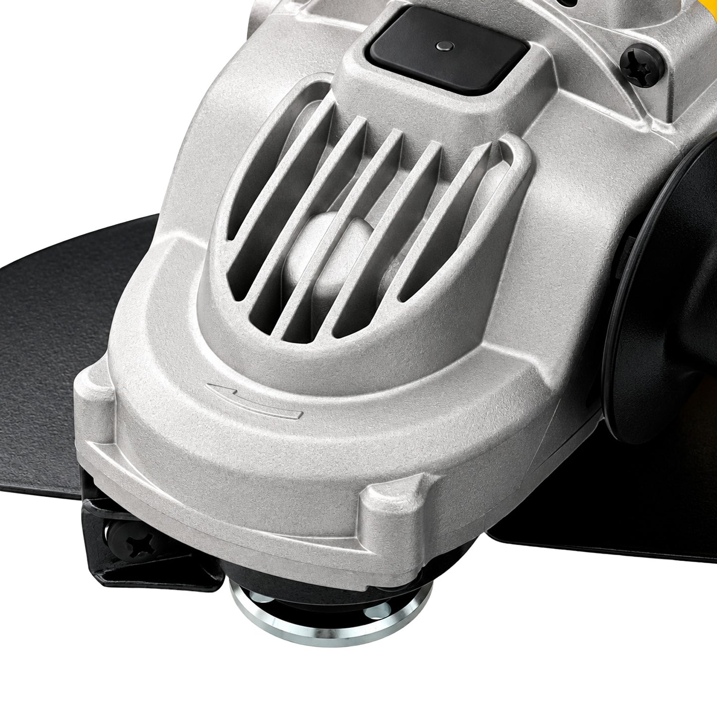 Detalle frontal del esmeril angular DEWALT DWE490-B2C