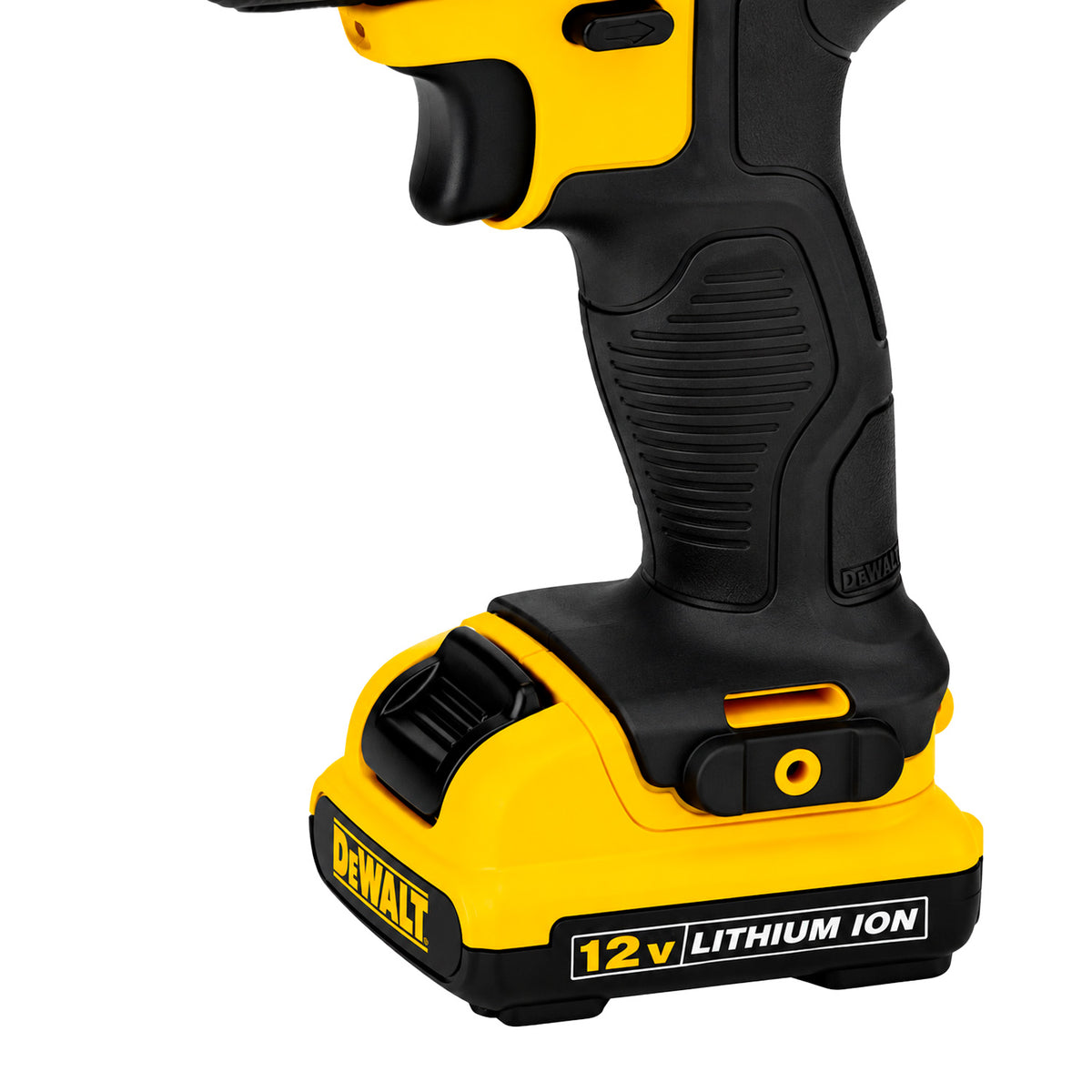Detalle del mango del taladro inalámbrico DEWALT DCD716D2-B2