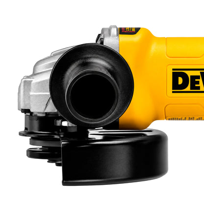 Detalle de la cabeza y eje del esmeril angular DeWALT DWE4314-B2